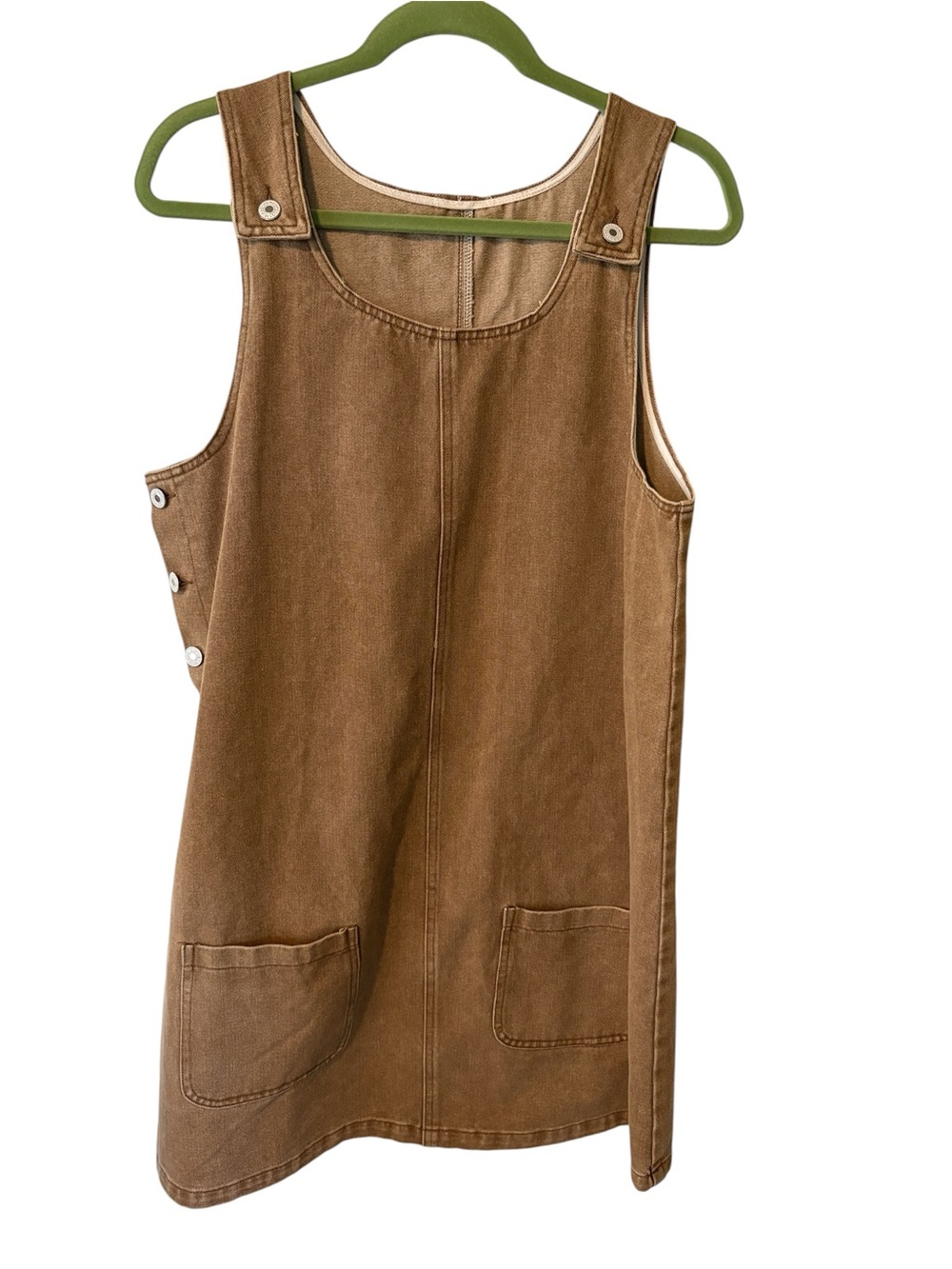 Denim Overall Dress with Branded Snap Detail